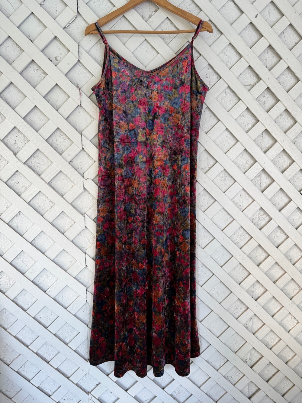 Natural Life Gracie Velvet Slip Dress Dark Floral Garden Boho Dark Romantic M